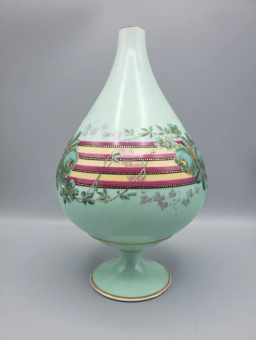 RARE Antique Art Nouveau Porcelain - 18th Century Vase - Floral w/ Gold Gilding